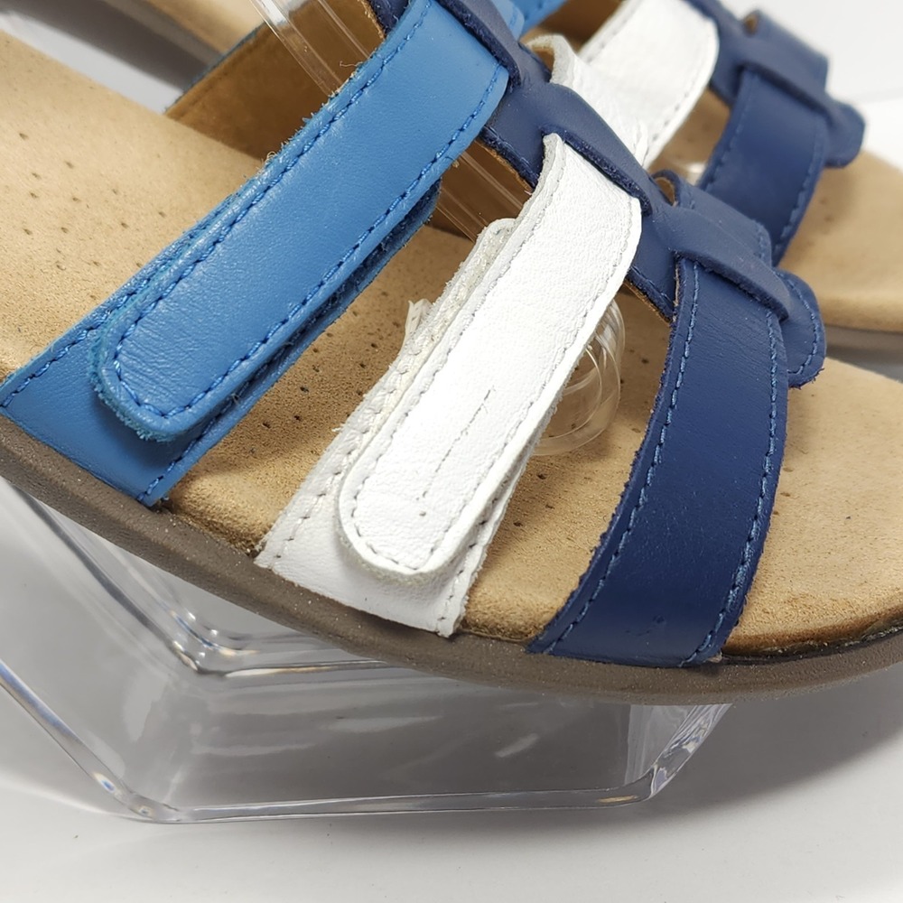 Hotter Soli Women's Leather Gladiator Sandals STD Aquatic Blue & White Size 9 - Picture 4 of 16